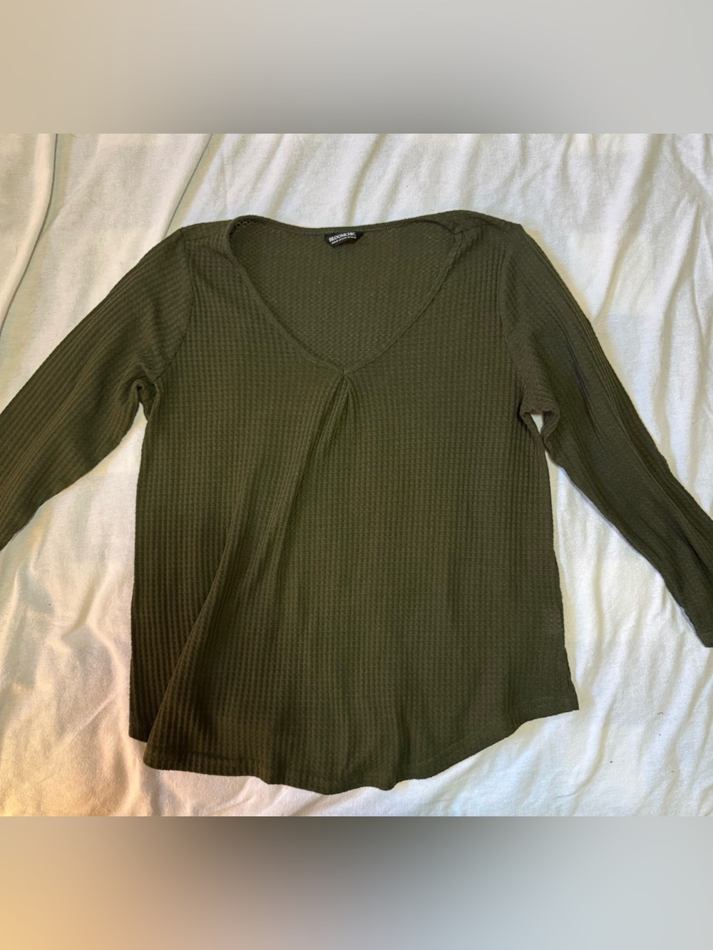 BloomChic Olive Green Waffle Knit V Neck Top 14/16 Plus Size